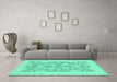 Machine Washable Oriental Turquoise Traditional Area Rugs in a Living Room,, wshabs2774turq