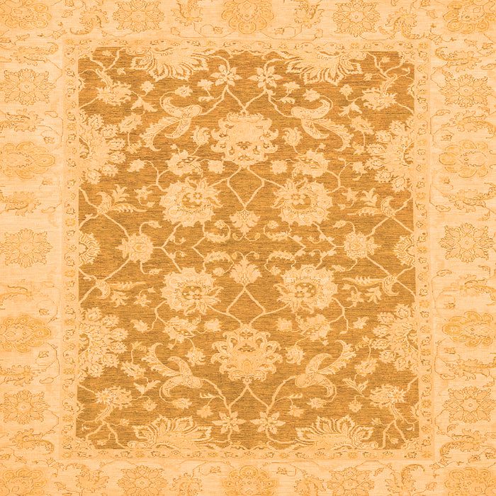 Square Machine Washable Oriental Orange Traditional Area Rugs, wshabs2774org