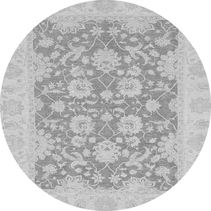 Round Machine Washable Oriental Gray Traditional Rug, wshabs2774gry