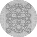 Round Machine Washable Oriental Gray Traditional Rug, wshabs2774gry