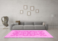 Machine Washable Oriental Pink Traditional Rug, wshabs2774pnk