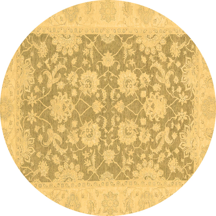Round Oriental Brown Traditional Rug, abs2774brn