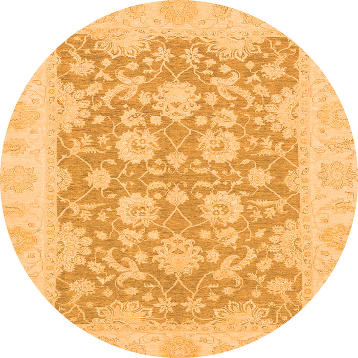 Round Machine Washable Oriental Orange Traditional Area Rugs, wshabs2774org