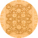 Round Machine Washable Oriental Orange Traditional Area Rugs, wshabs2774org