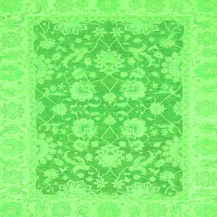 Square Machine Washable Oriental Green Traditional Area Rugs, wshabs2774grn