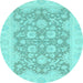 Round Oriental Light Blue Traditional Rug, abs2774lblu