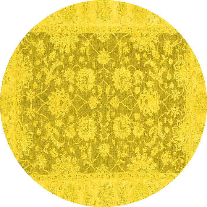 Round Oriental Yellow Traditional Rug, abs2774yw