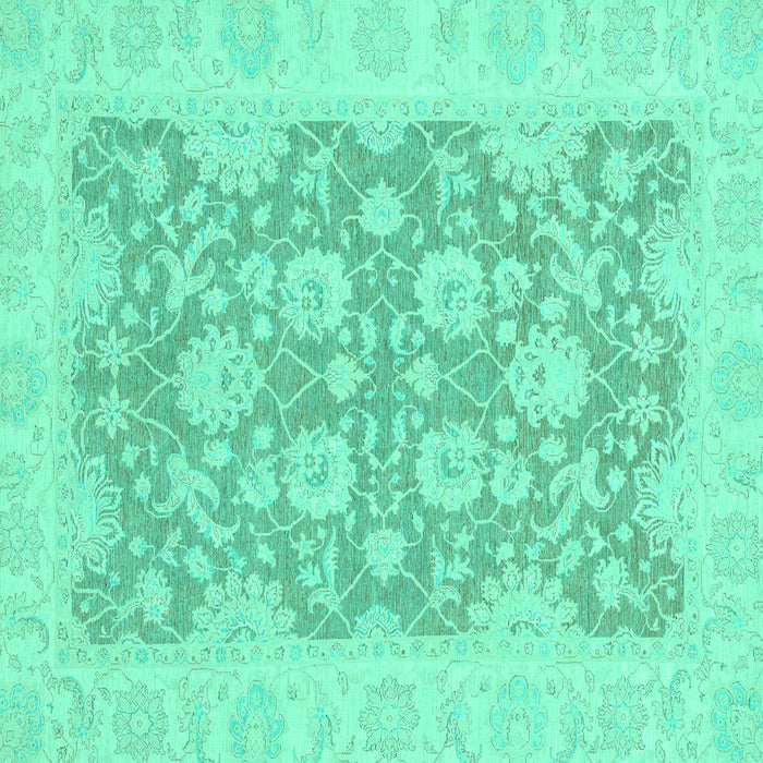 Square Oriental Turquoise Traditional Rug, abs2774turq