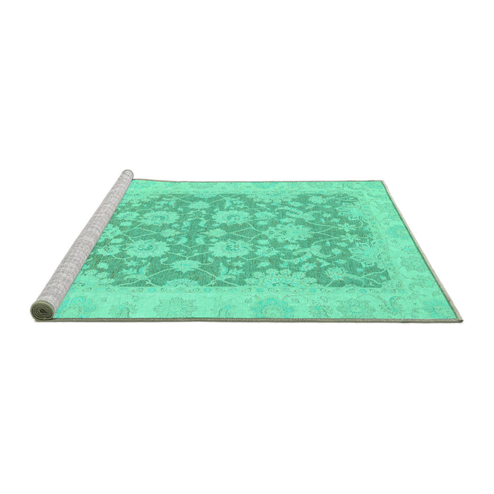 Sideview of Machine Washable Oriental Turquoise Traditional Area Rugs, wshabs2774turq