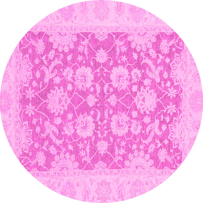 Round Machine Washable Oriental Pink Traditional Rug, wshabs2774pnk
