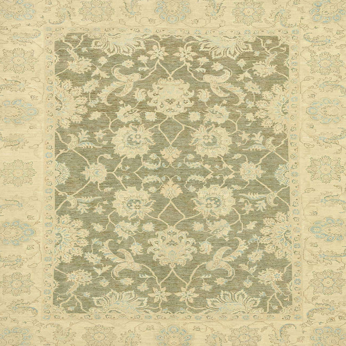 Square Machine Washable Abstract Brass Green Rug, wshabs2774