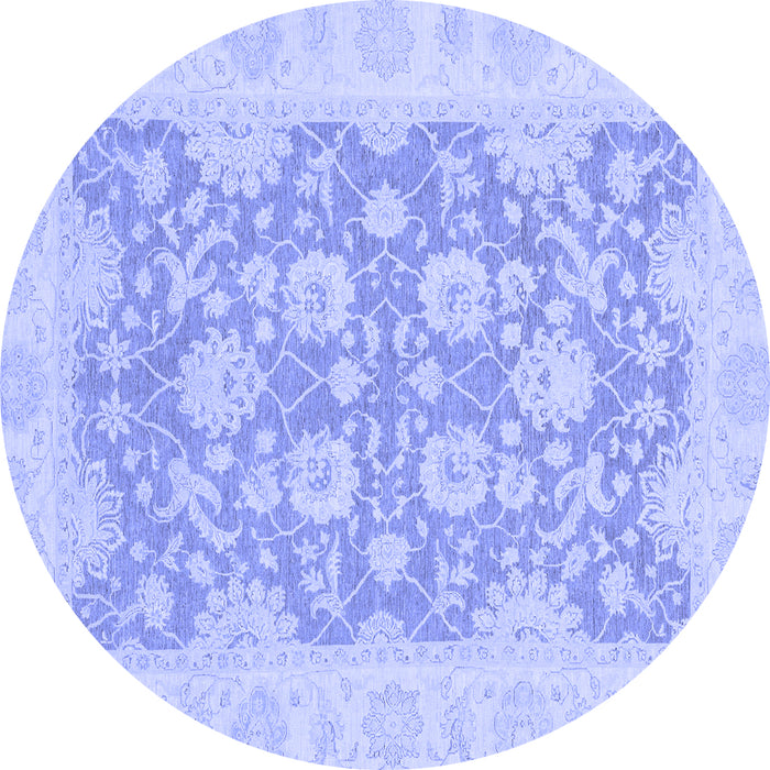 Round Machine Washable Oriental Blue Traditional Rug, wshabs2774blu