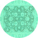 Round Oriental Turquoise Traditional Rug, abs2774turq