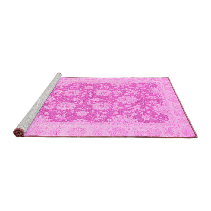 Sideview of Machine Washable Oriental Pink Traditional Rug, wshabs2774pnk