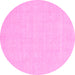 Round Machine Washable Abstract Pink Modern Rug, wshabs2775pnk