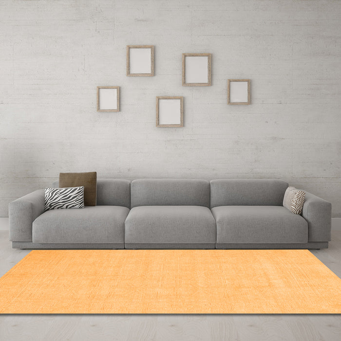 Machine Washable Abstract Orange Modern Area Rugs in a Living Room, wshabs2775org