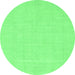 Round Abstract Emerald Green Modern Rug, abs2775emgrn