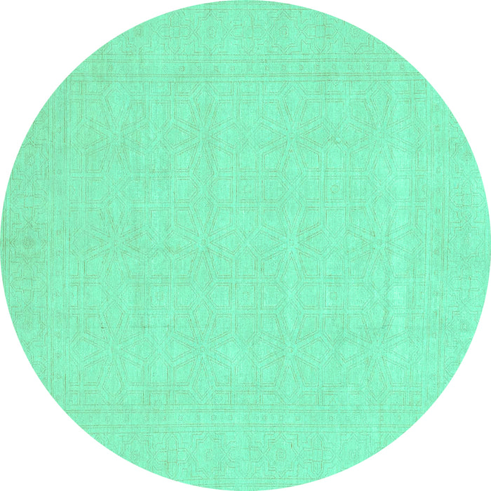 Round Abstract Turquoise Modern Rug, abs2775turq