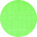 Round Machine Washable Abstract Green Modern Area Rugs, wshabs2775grn