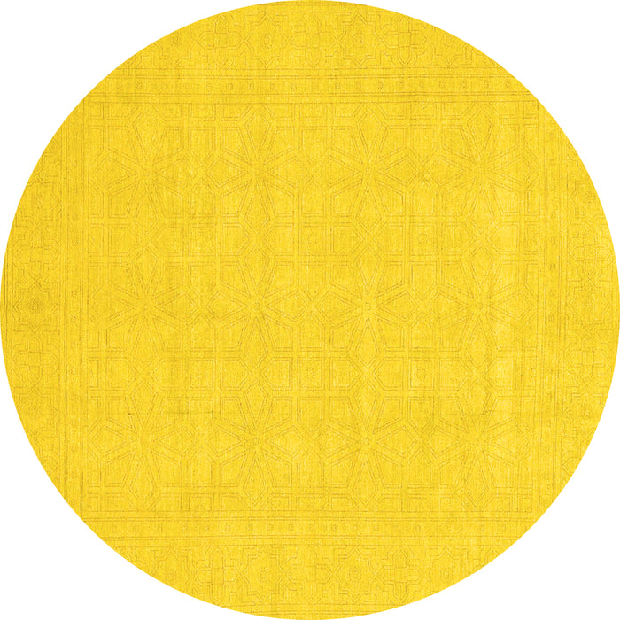 Round Machine Washable Abstract Yellow Modern Rug, wshabs2775yw