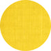 Round Machine Washable Abstract Yellow Modern Rug, wshabs2775yw