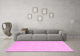Machine Washable Abstract Pink Modern Rug in a Living Room, wshabs2775pnk