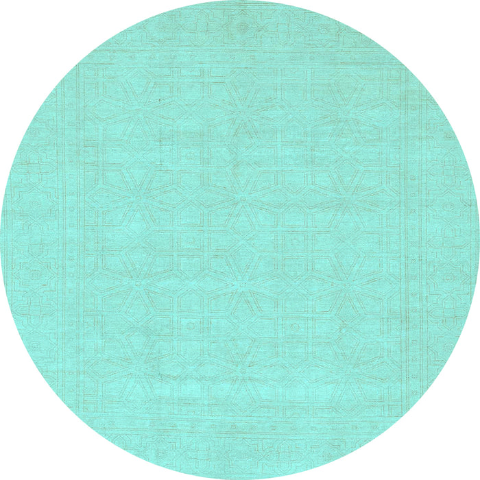 Round Abstract Light Blue Modern Rug, abs2775lblu