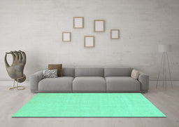 Machine Washable Abstract Turquoise Modern Area Rugs in a Living Room,, wshabs2775turq
