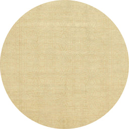 Round Abstract Chrome Gold Yellow Modern Rug, abs2775