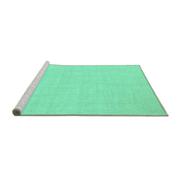 Sideview of Machine Washable Abstract Turquoise Modern Area Rugs, wshabs2775turq