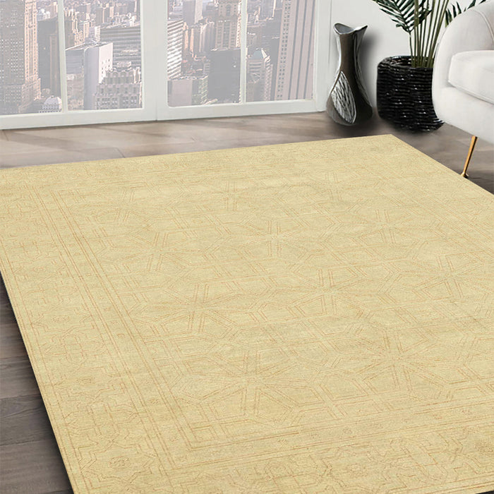 Machine Washable Abstract Chrome Gold Yellow Rug in a Family Room, wshabs2775