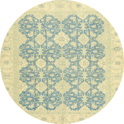 Round Machine Washable Abstract Sage Green Rug, wshabs2776