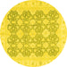 Round Machine Washable Oriental Yellow Traditional Rug, wshabs2776yw