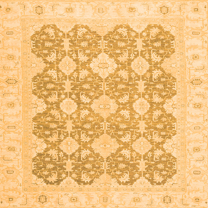 Square Machine Washable Oriental Orange Traditional Area Rugs, wshabs2776org
