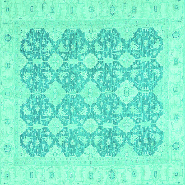 Square Oriental Turquoise Traditional Rug, abs2776turq