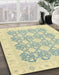 Abstract Sage Green Oriental Rug in Family Room, abs2776