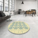 Round Abstract Sage Green Oriental Rug in a Office, abs2776