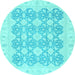 Round Oriental Light Blue Traditional Rug, abs2776lblu