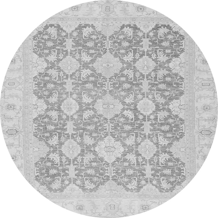 Round Machine Washable Oriental Gray Traditional Rug, wshabs2776gry