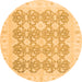 Round Oriental Orange Traditional Rug, abs2776org