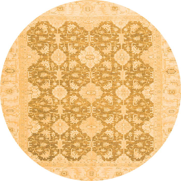 Round Machine Washable Oriental Orange Traditional Area Rugs, wshabs2776org