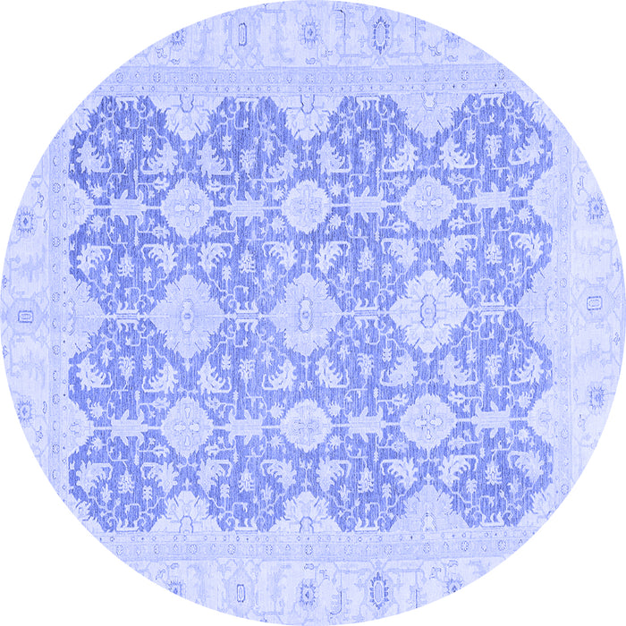 Round Machine Washable Oriental Blue Traditional Rug, wshabs2776blu