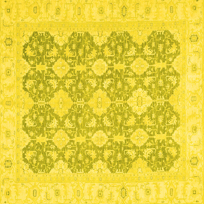 Square Machine Washable Oriental Yellow Traditional Rug, wshabs2776yw