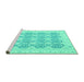 Sideview of Machine Washable Oriental Turquoise Traditional Area Rugs, wshabs2776turq