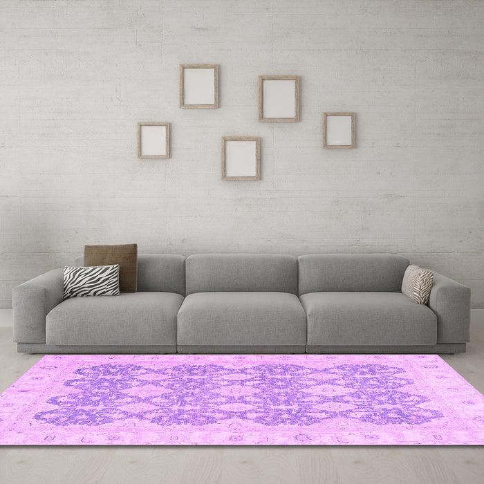Machine Washable Oriental Purple Traditional Area Rugs in a Living Room, wshabs2776pur