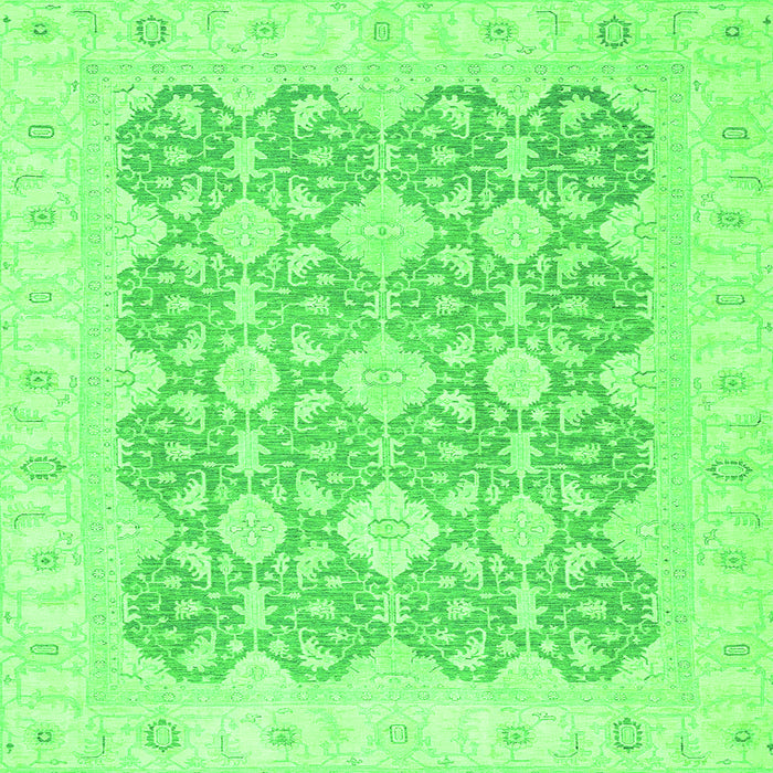 Square Oriental Green Traditional Rug, abs2776grn
