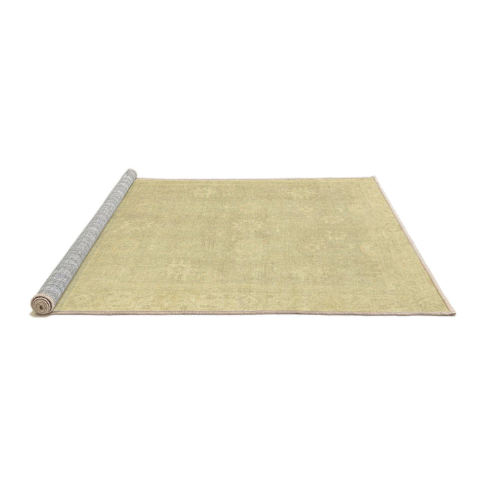 Sideview of Machine Washable Abstract Mustard Yellow Rug, wshabs2777