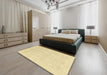 Abstract Mustard Yellow Modern Rug in a Bedroom, abs2777