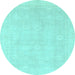 Round Abstract Light Blue Modern Rug, abs2777lblu