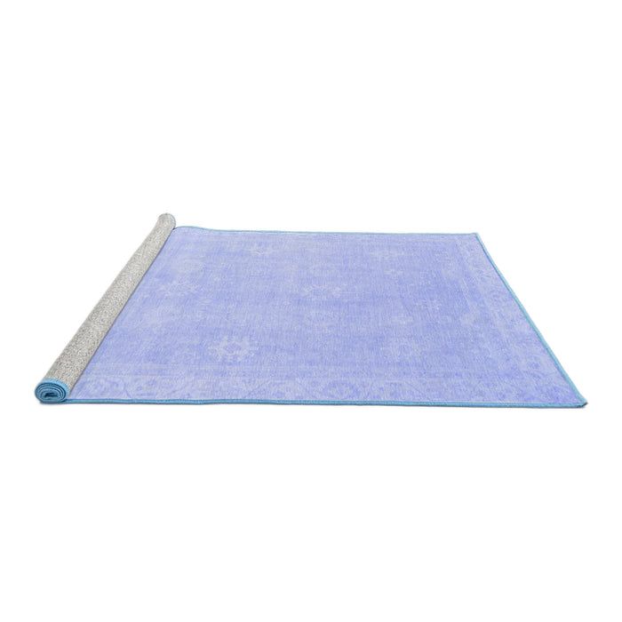 Sideview of Machine Washable Abstract Blue Modern Rug, wshabs2777blu